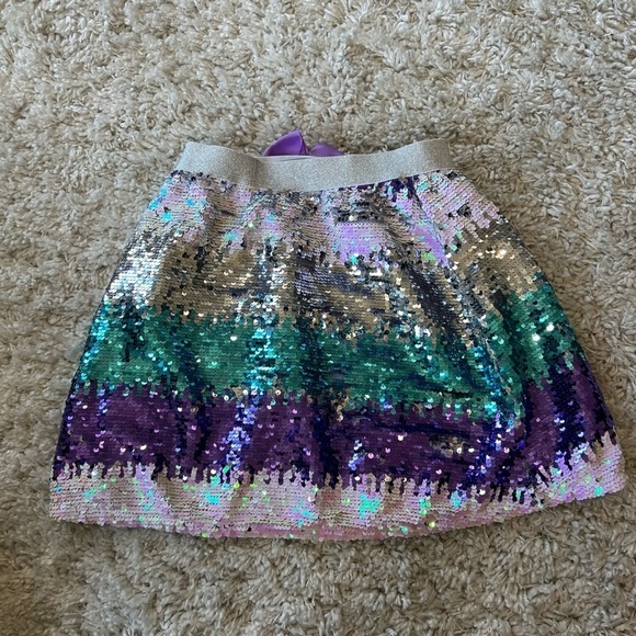 JoJo pink blue purple white sequin elastic waist girls skirt size large 10-12 - Picture 3 of 8
